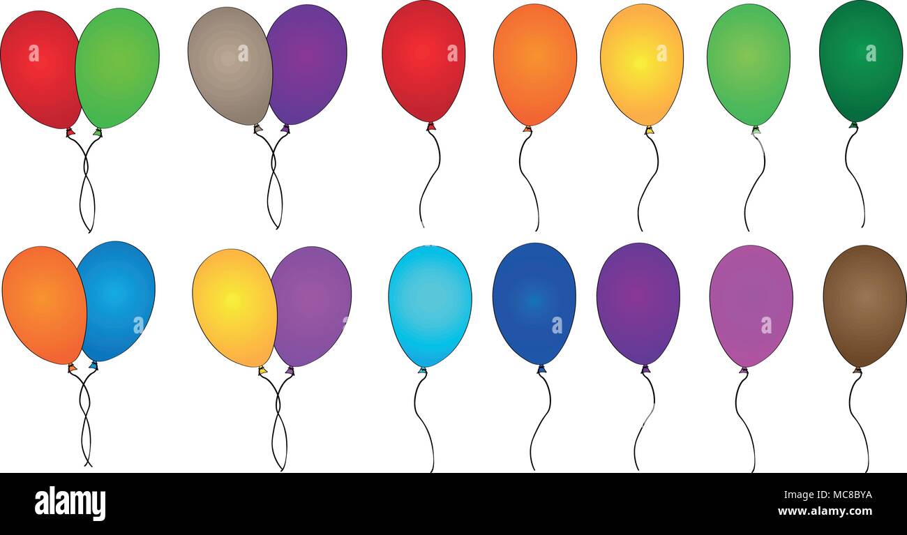 Vector Illustration, colorful party balloons, collection of ...
