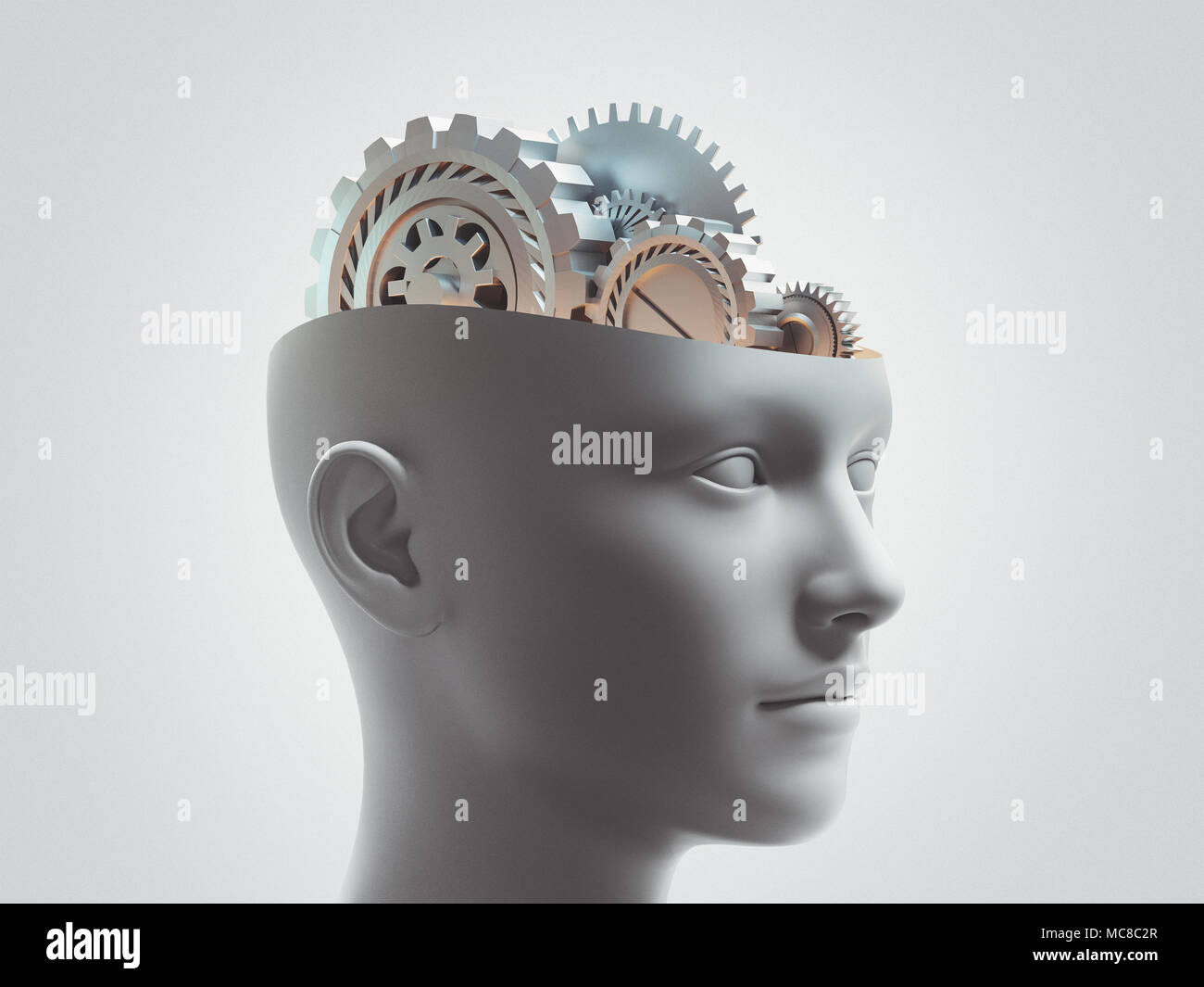 Brain wheels, ideas, 3d render illustration Stock Photo