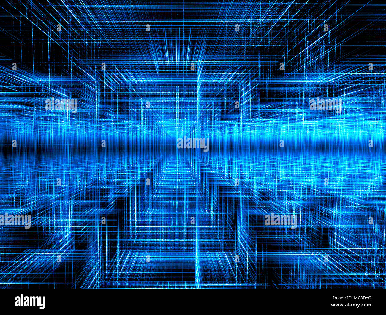 Technology background. Abstract computer-generated image. Welcome to virtual  reality concept. Glass walls with glowing lines and perspective. VR, info  Stock Photo - Alamy