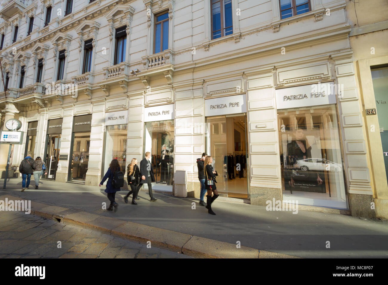 Milan, December 2017: Shop window of Patrizia Pepe in Shopping Street Via  Alessandro Manzoni, in the fashion and design capital of the world, on  Decem Stock Photo - Alamy
