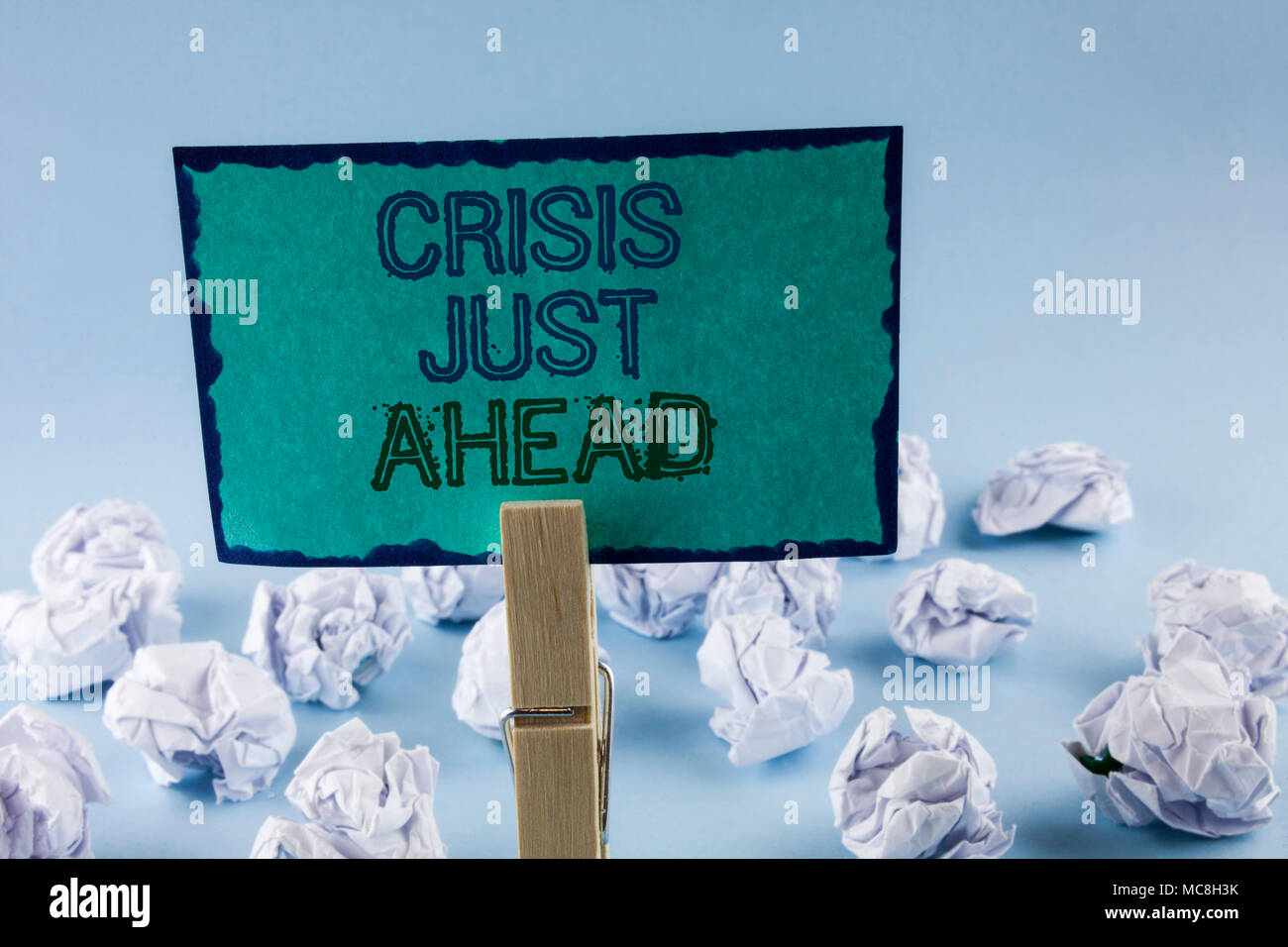 Text sign showing Crisis Just Ahead. Conceptual photo Foresee failure ...