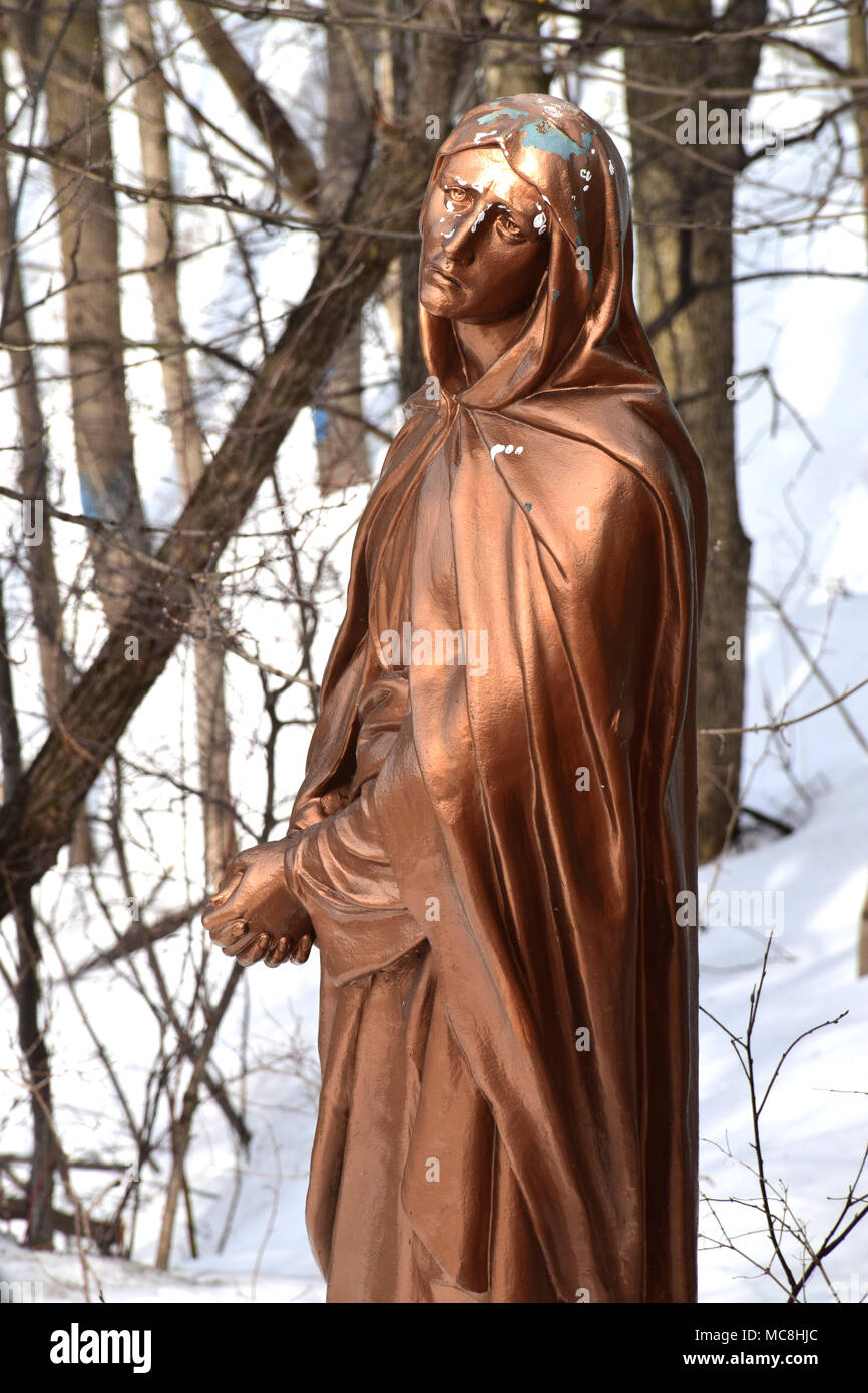 A statue of Jesus in a park in Old Quebec City, Canada Stock Photo
