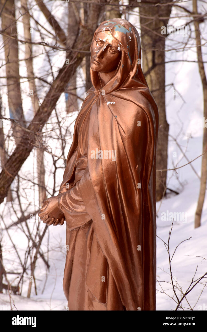 A statue of Jesus in a park in Old Quebec City, Canada Stock Photo