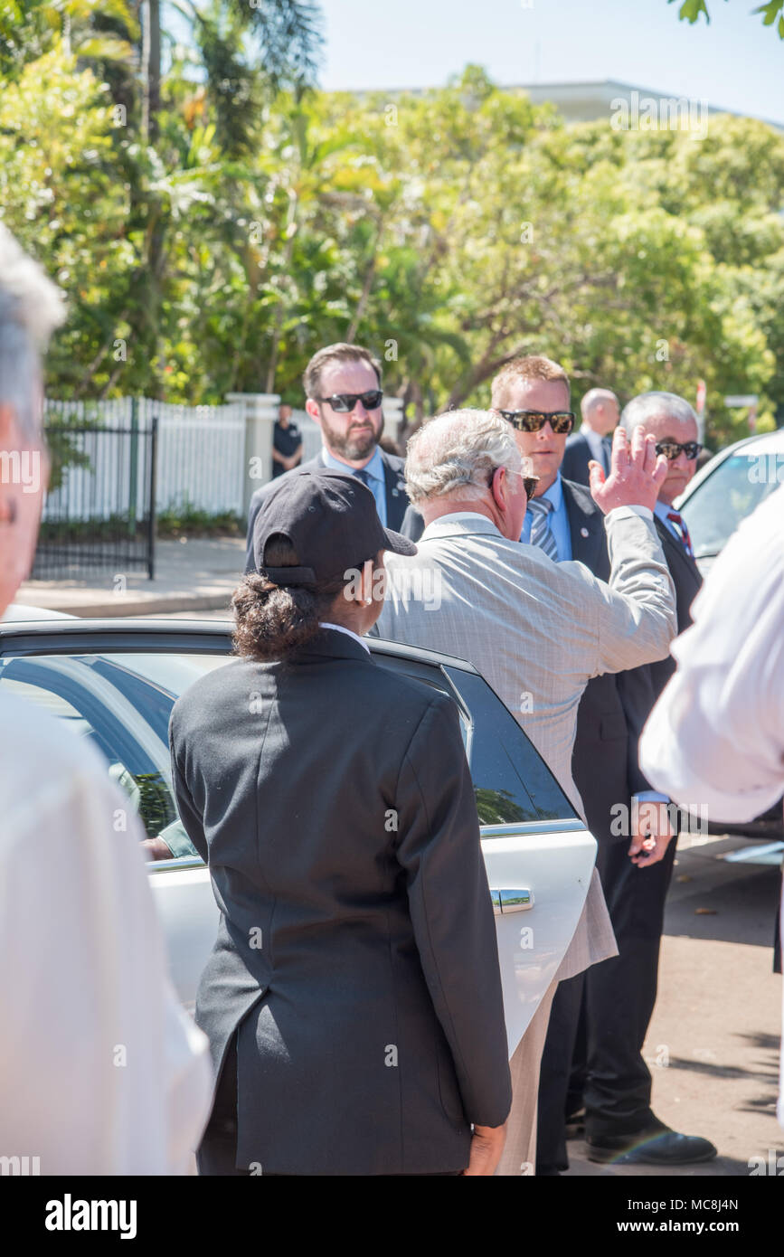 Darwin,NT,AustraliaApril 10,2018 Prince Charles leaving in transport