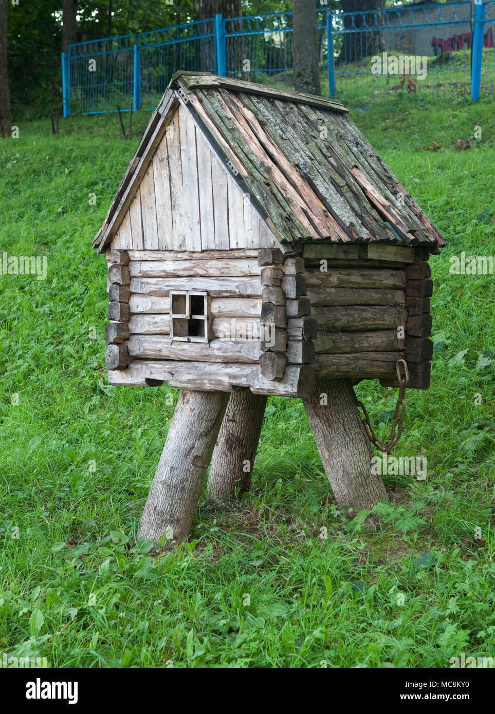 Decorative small wooden hut for garden decoration Stock Photo
