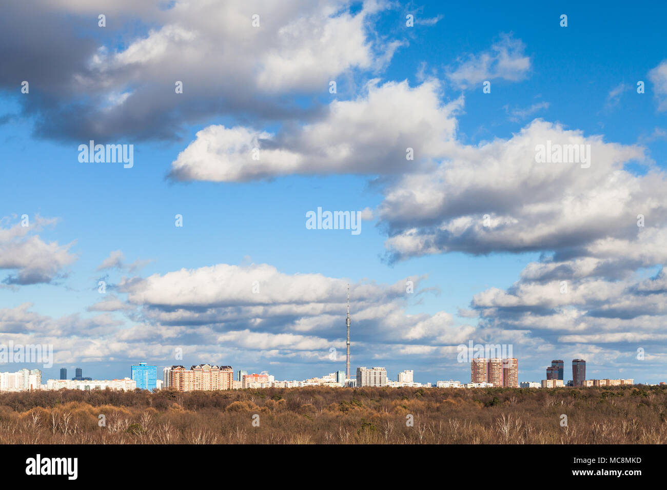 White Clouds In Blue Sky Over Woods In Timiryazevskiy Park And Skyline Of Moscow City In Sunny Spring Day Stock Photo Alamy White Clouds In Blue Sky Over Woods In Timiryazevskiy Park And Skyline Of Moscow City In Sunny Spring Day Stock Photo Alamy