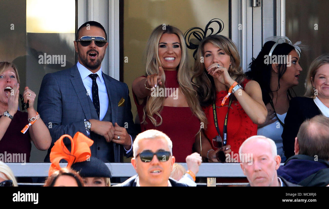 Paddy McGuinness and wife Christine during Grand National Day of the 2018 Randox Health Grand National Festival at Aintree Racecourse, Liverpool. Stock Photo