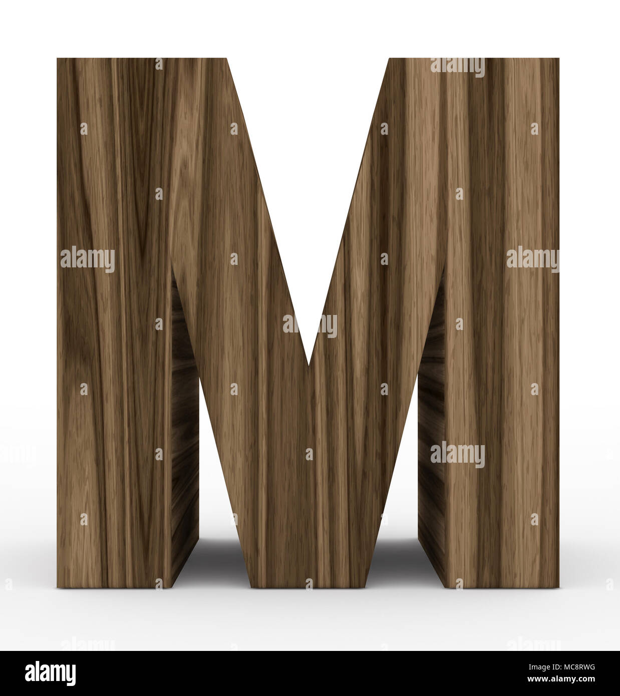 letter M 3d wooden isolated on white - 3d rendering Stock Photo - Alamy