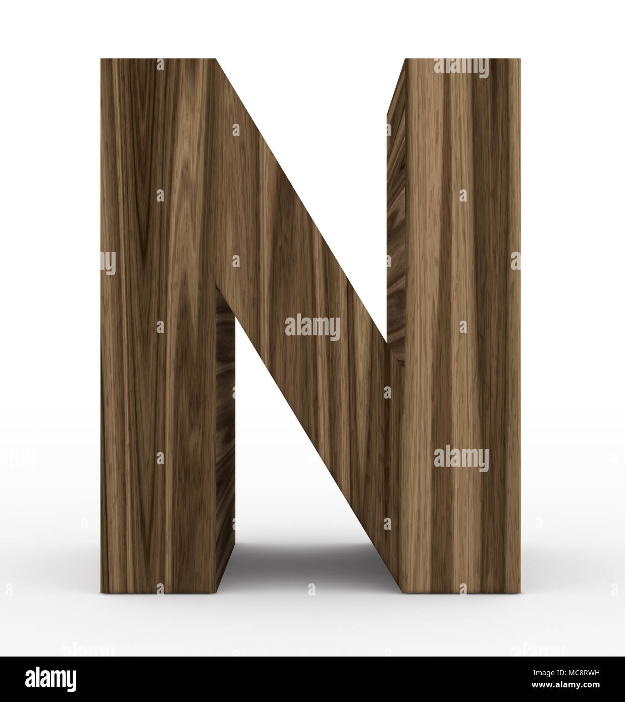 letter N 3d wooden isolated on white - 3d rendering Stock Photo - Alamy