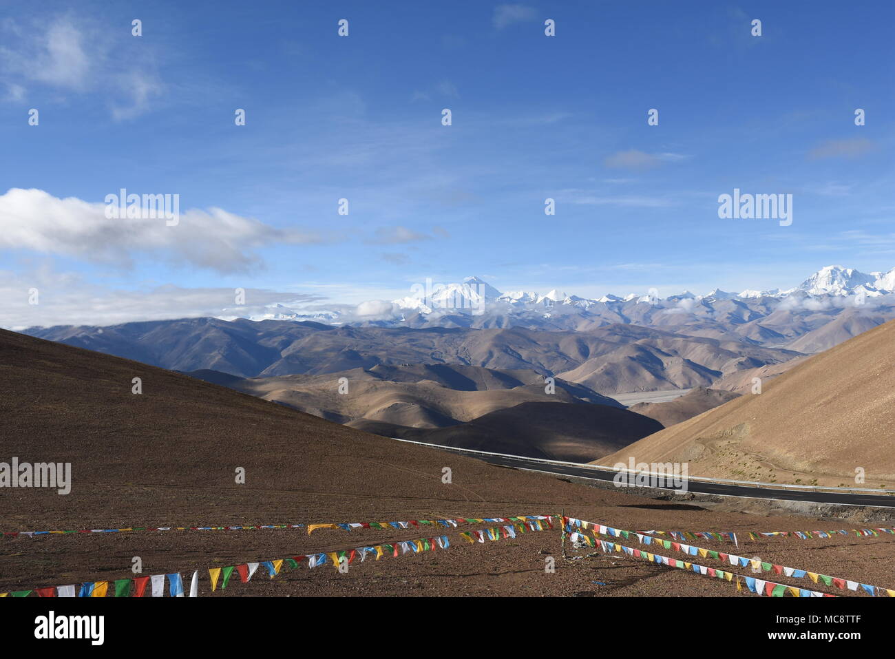 View of Mt Everest fromTibet Stock Photo