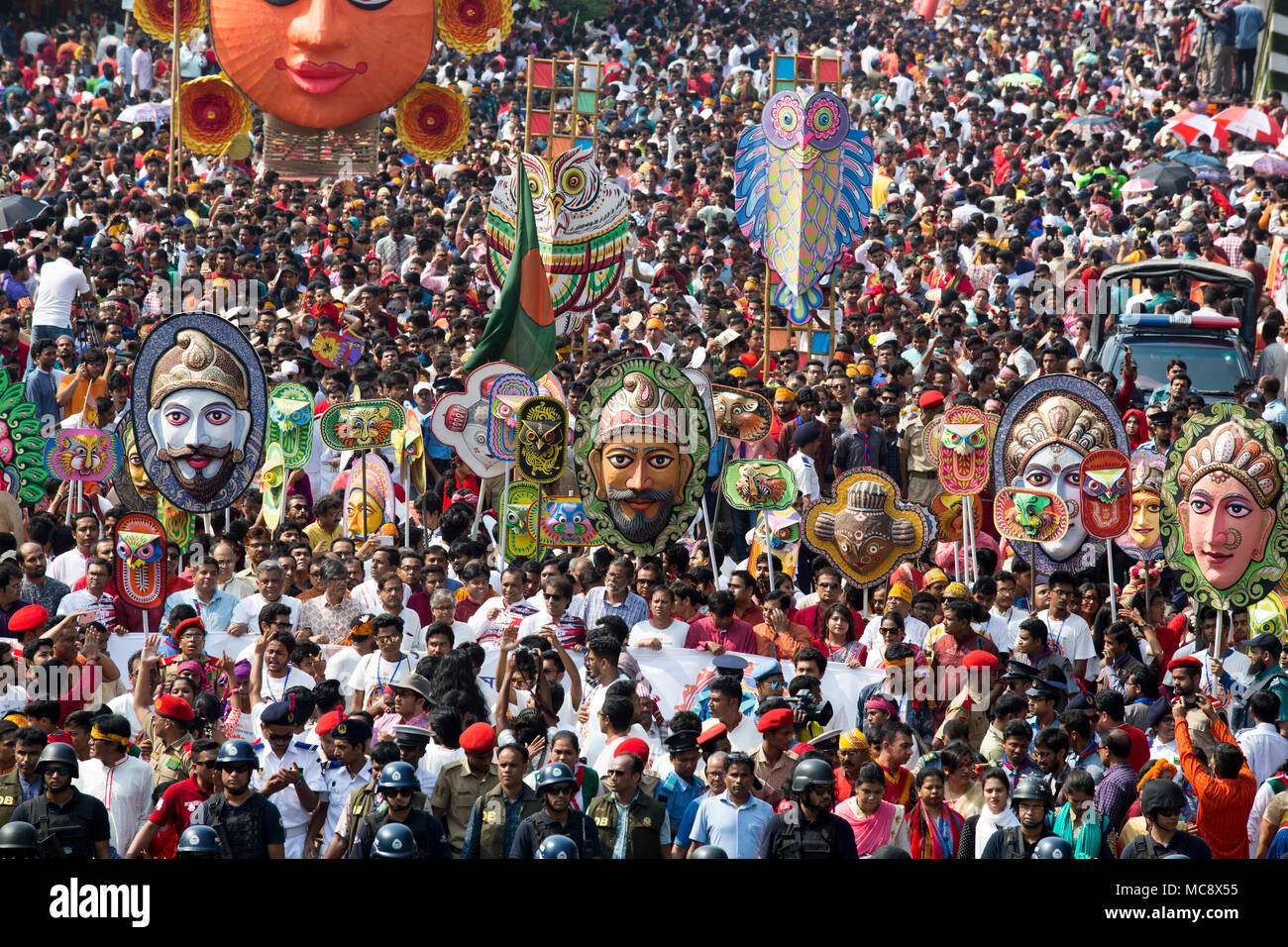 Dhaka: 14, April, 2018: Bangladeshi people take part at Mangal ...