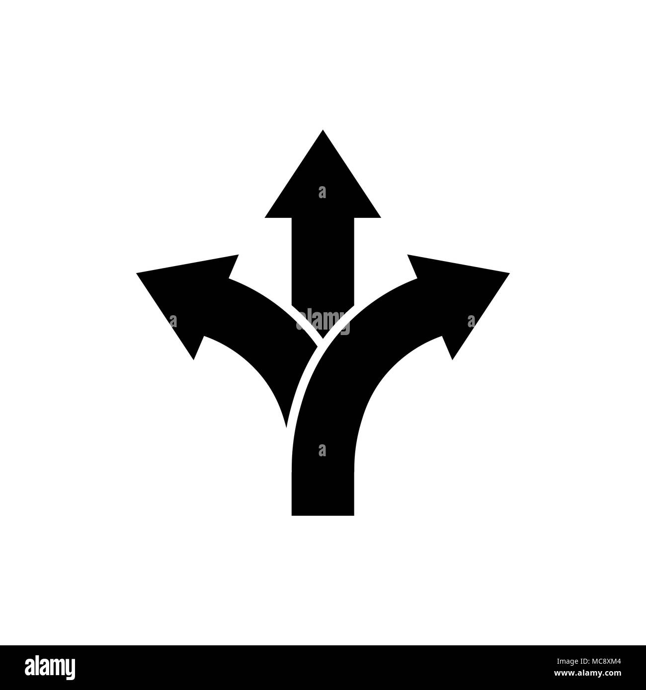 Three-way direction arrow icon Road direction sign Stock Vector