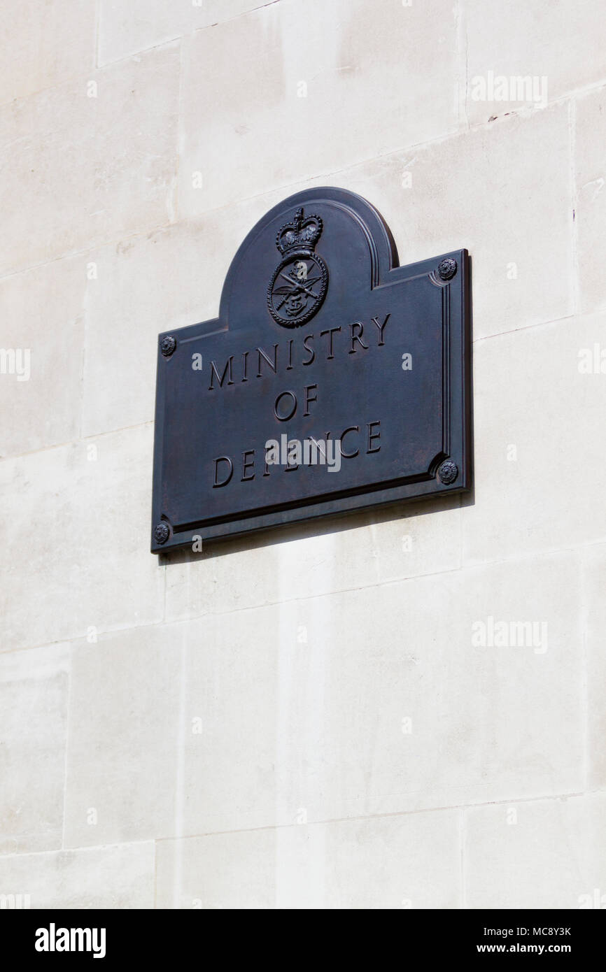 Plaque, Ministry of Defence, UK Government, Whitehall, London, UK Stock Photo