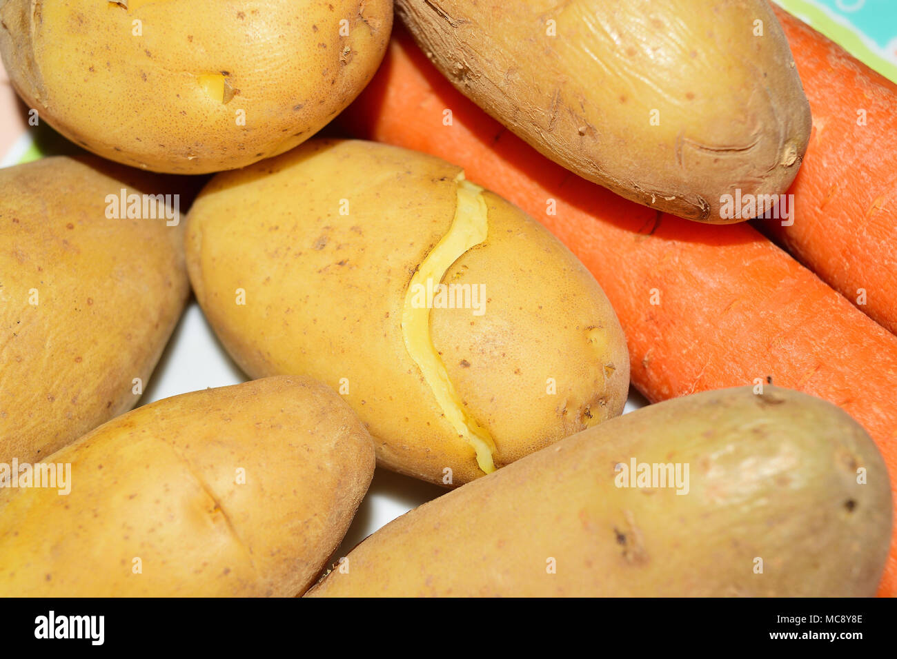 Boiled potatoes boiled carrots plate hires stock photography and