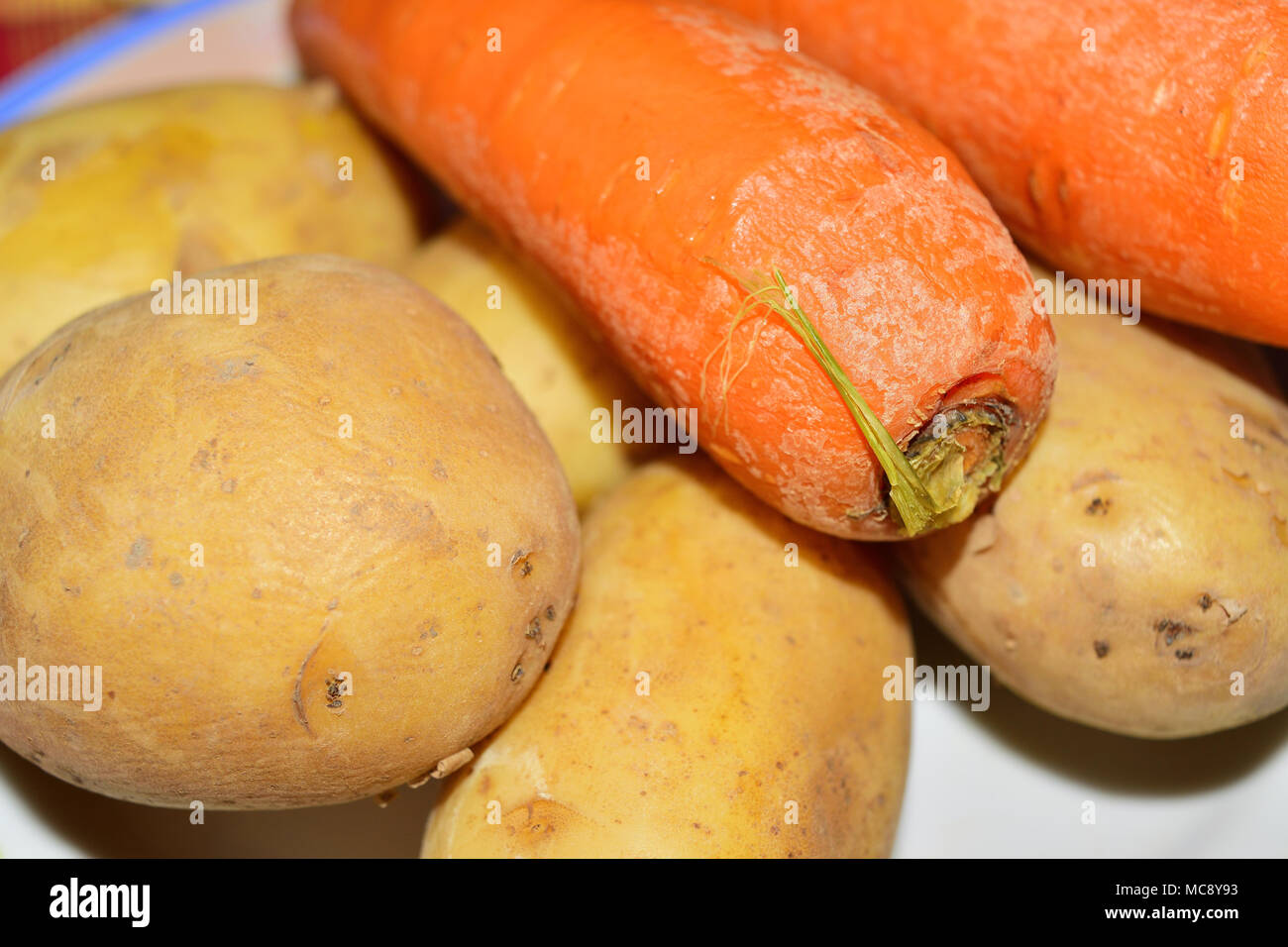 Boiled potatoes boiled carrots plate hires stock photography and
