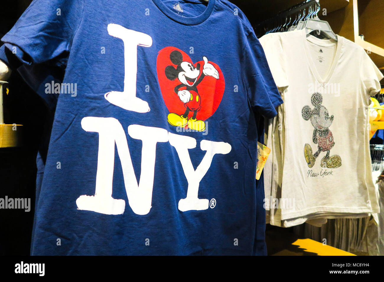 New York Souvenirs in the Disney Store in Times Square, NYC, USA Stock