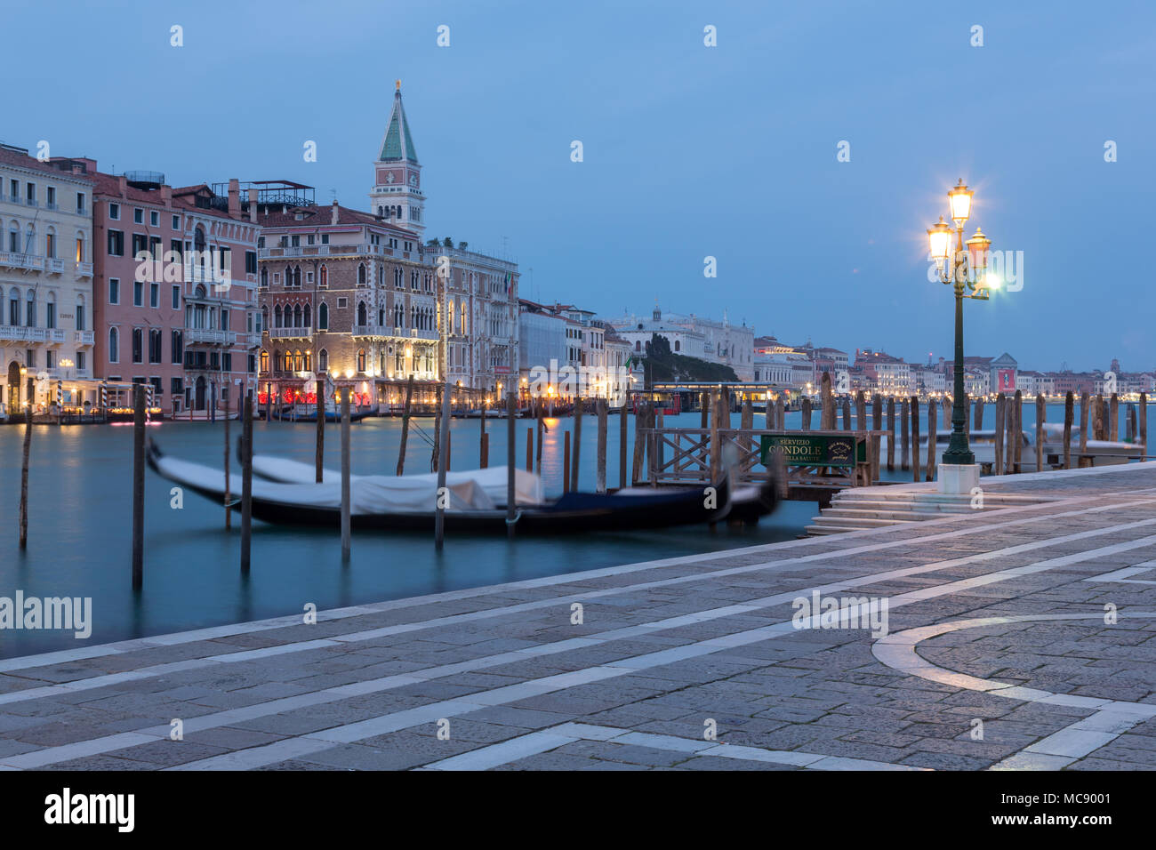 The Grand Canal at dusk, seen from Fondamenta Salute Stock Photo