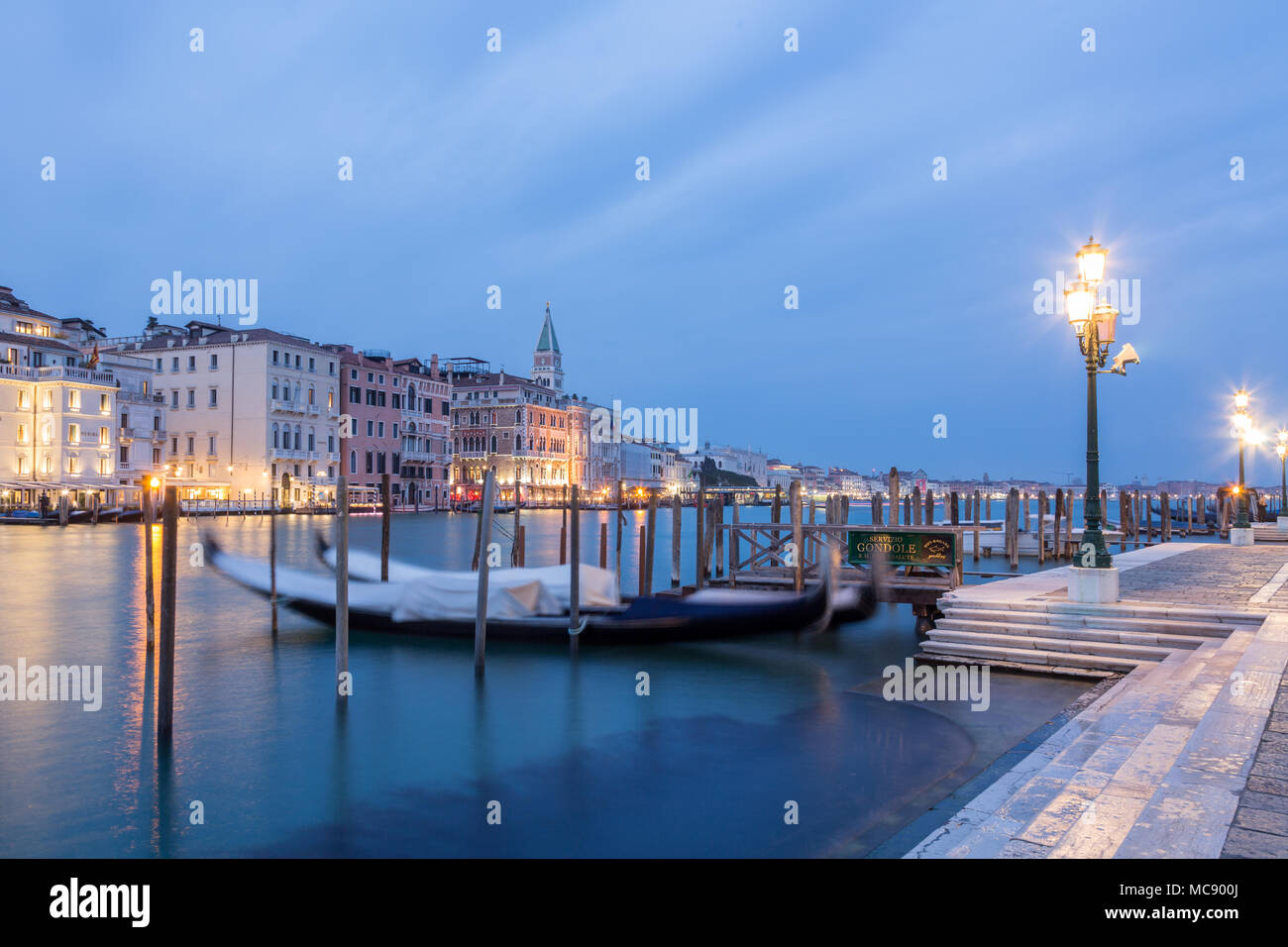 The Grand Canal at dusk, seen from Fondamenta Salute Stock Photo