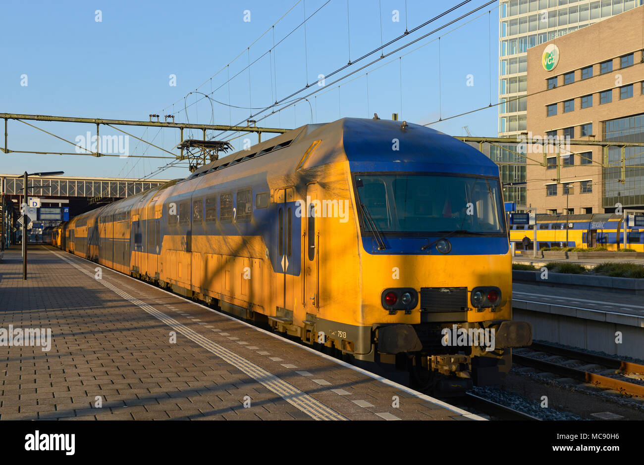 An NID electric multiple unit train at Eindhoven station in the Netherlands Stock Photo