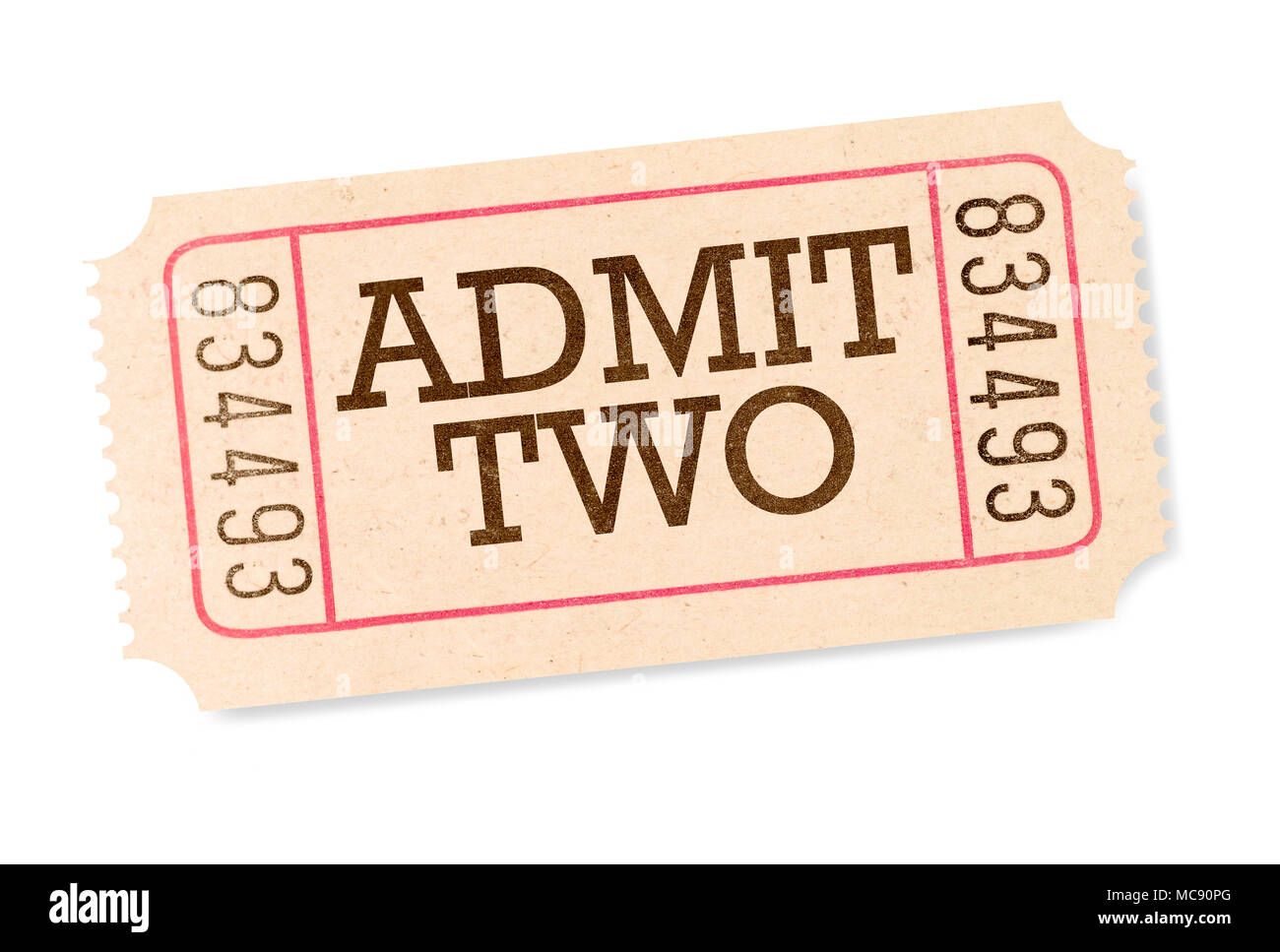 Admit two movie ticket Stock Photo