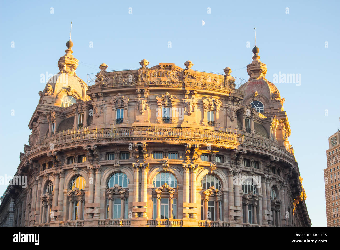 Genova, Italy - December 2016 view of the roman buildings in Piazza de Ferrari. Stock Photo