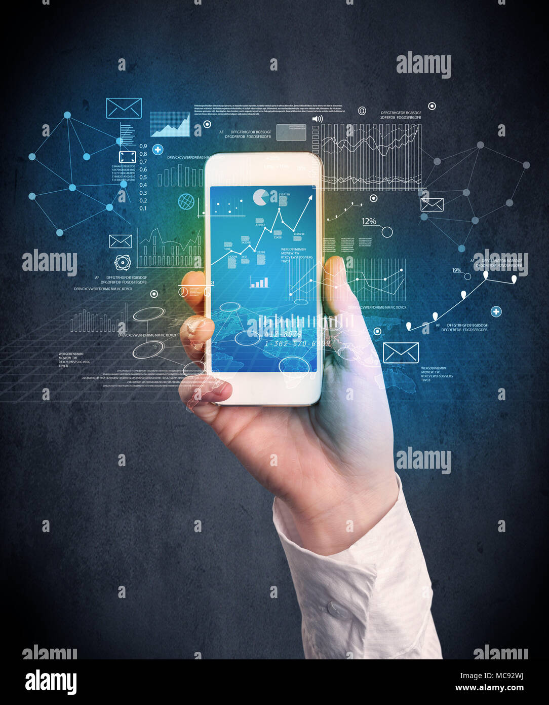 Caucasian hand in business suit holding a smartphone Stock Photo - Alamy