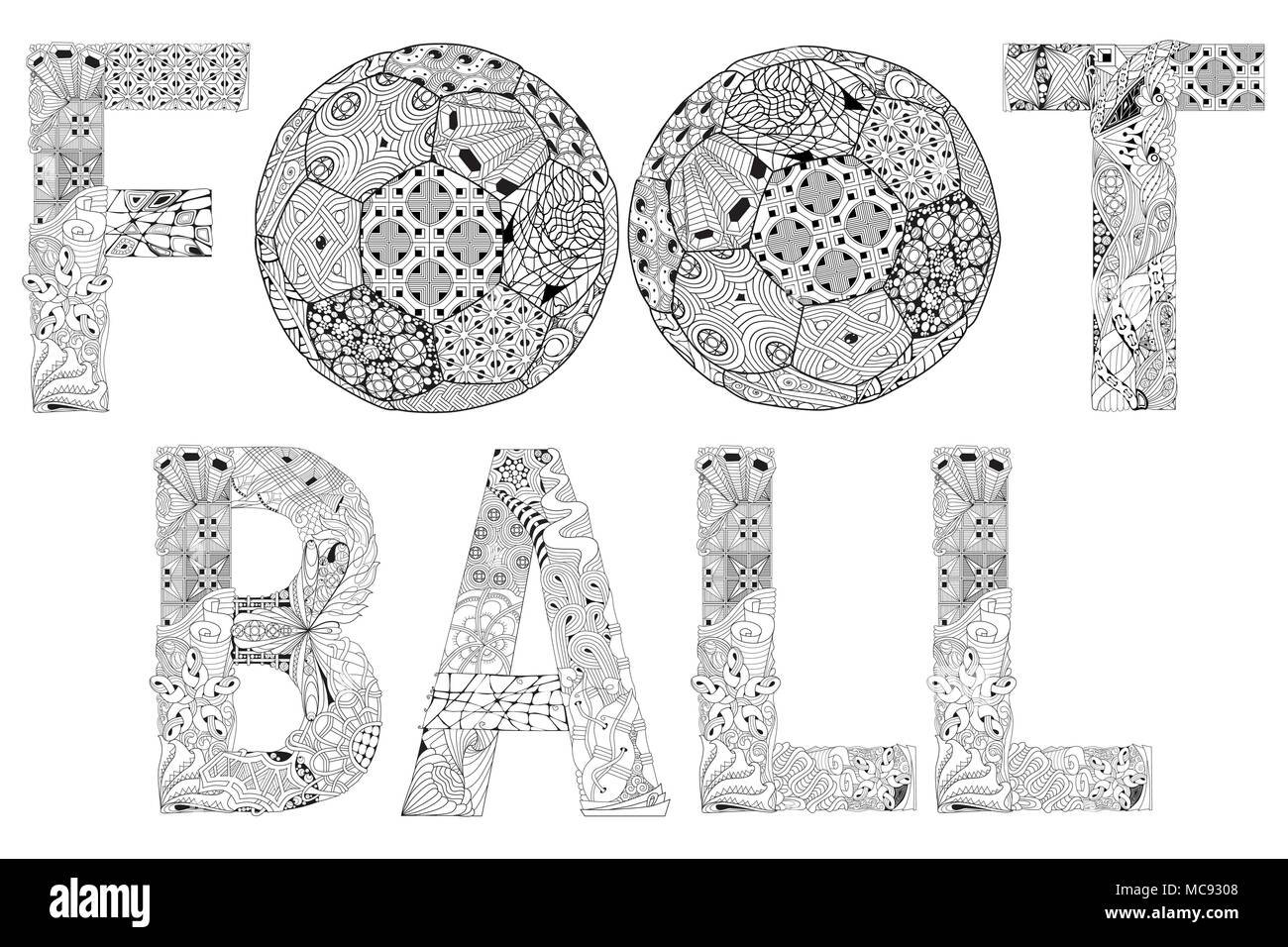 Word football for coloring. Vector decorative zentangle object Stock