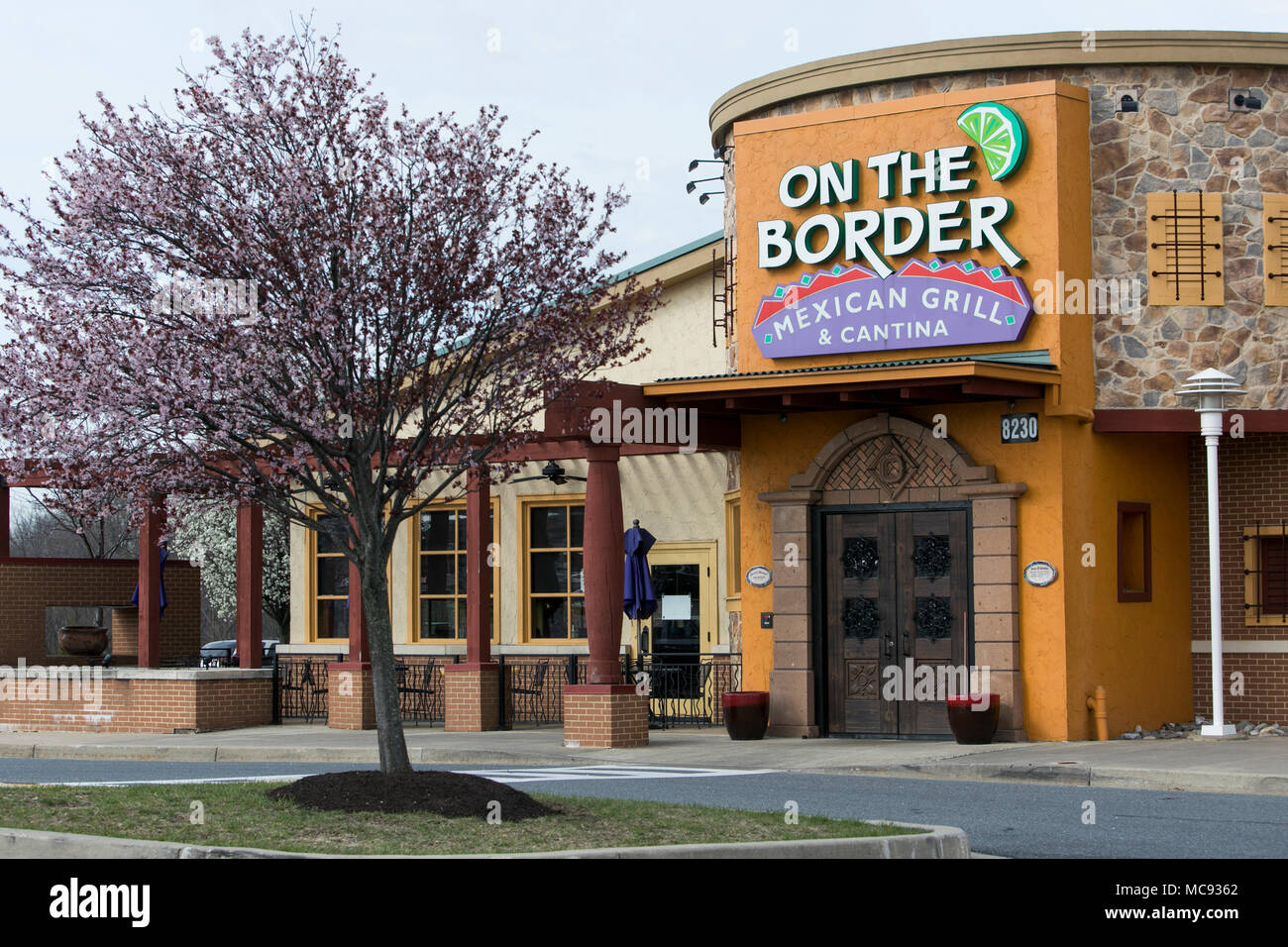 A logo sign outside of a On The Border Mexican Grill & Cantina restaurant location in Columbia, Maryland on April 13, 2018. Stock Photo