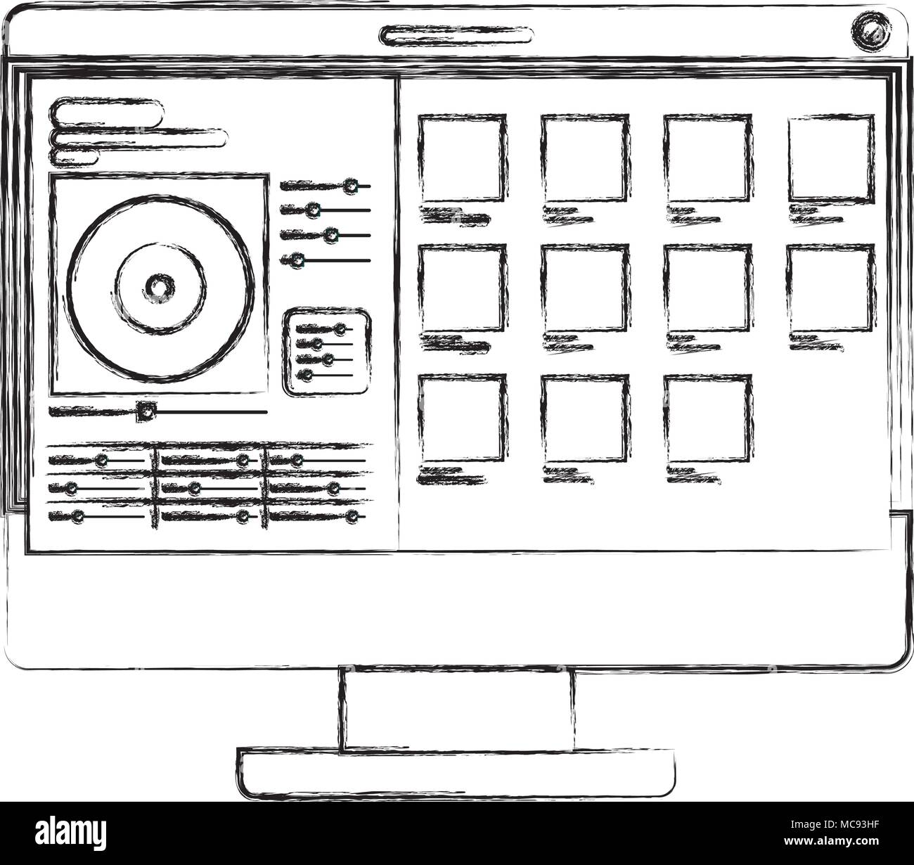 computer display with music software vector illustration design Stock ...