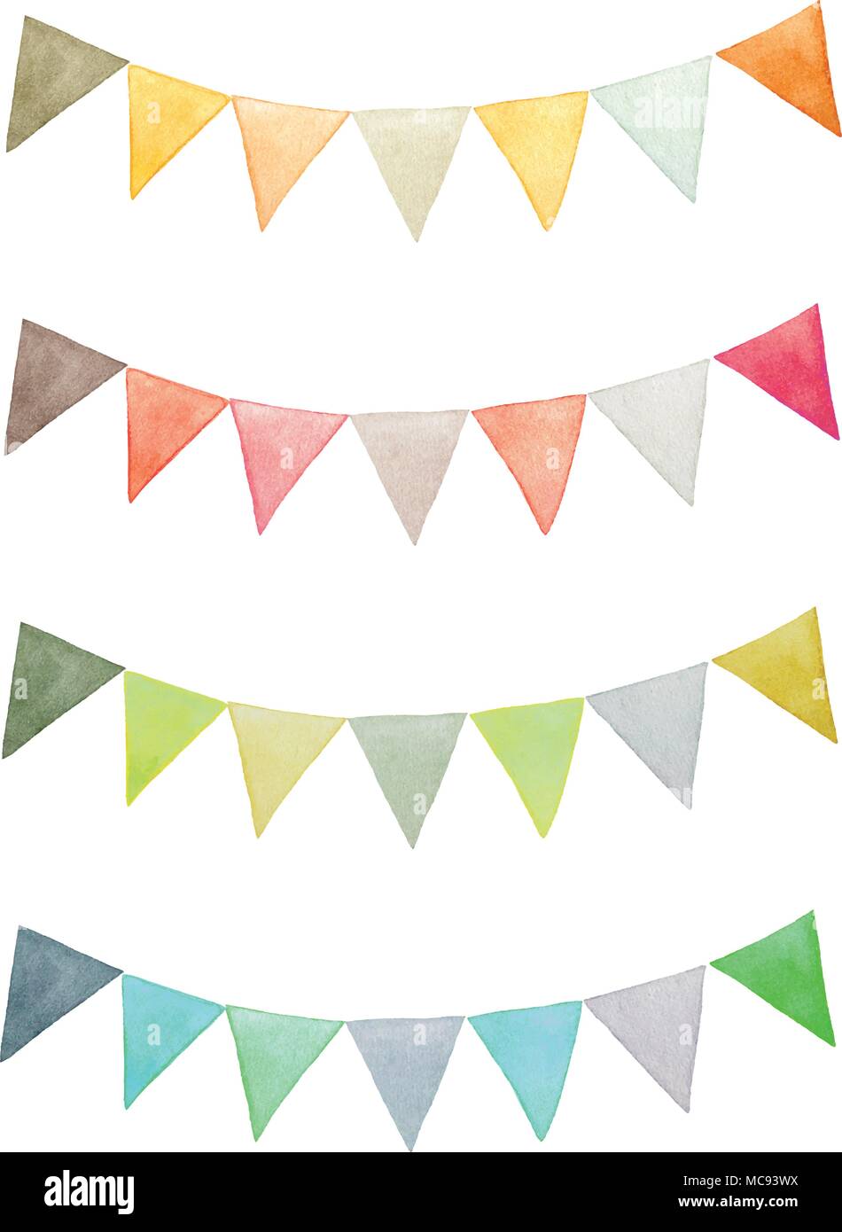 The vector colorful triangle carnival party flag collection Stock Vector