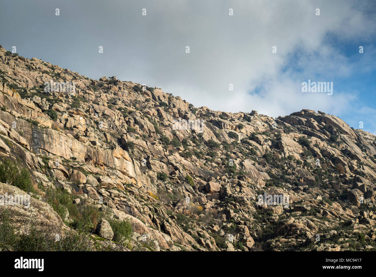 Granitic rock formations in La Pedriza, Guadarrama Mountains National Park, province of Madrid, Spain Stock Photo