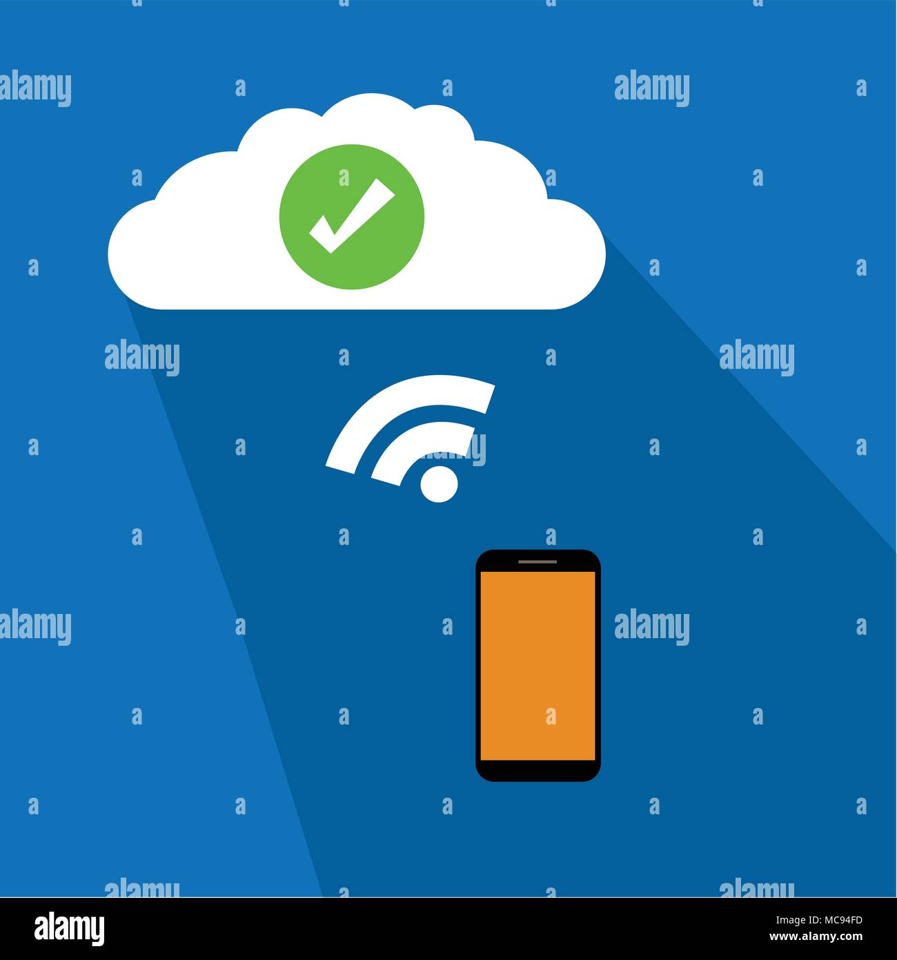 Cloud computing with smart phone flat design modern vector illustration ...