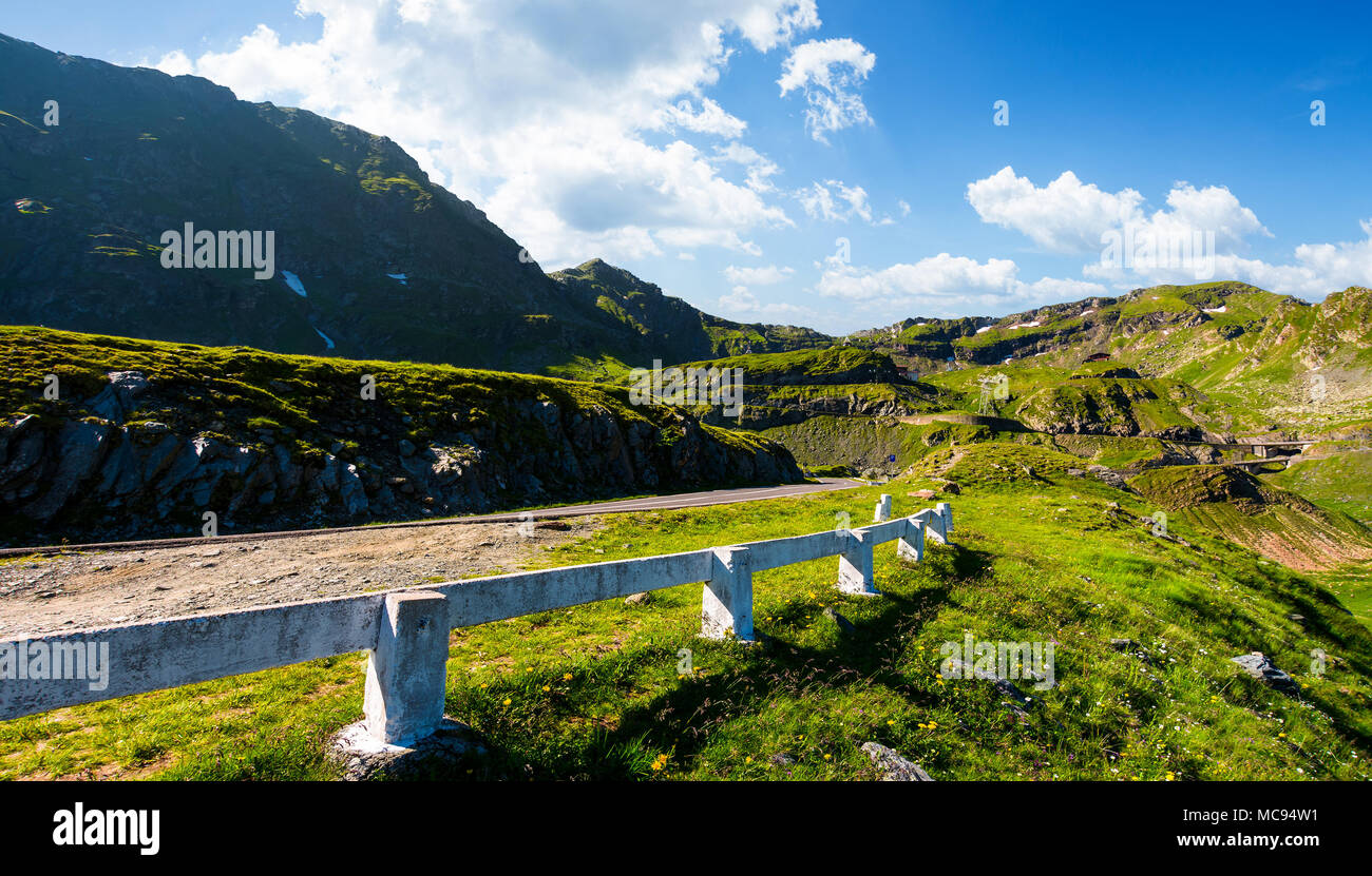Transfagarasan road up hill to the mountain top. beautiful transportation scenery in mountains of Romania. location southern Carpathians Stock Photo