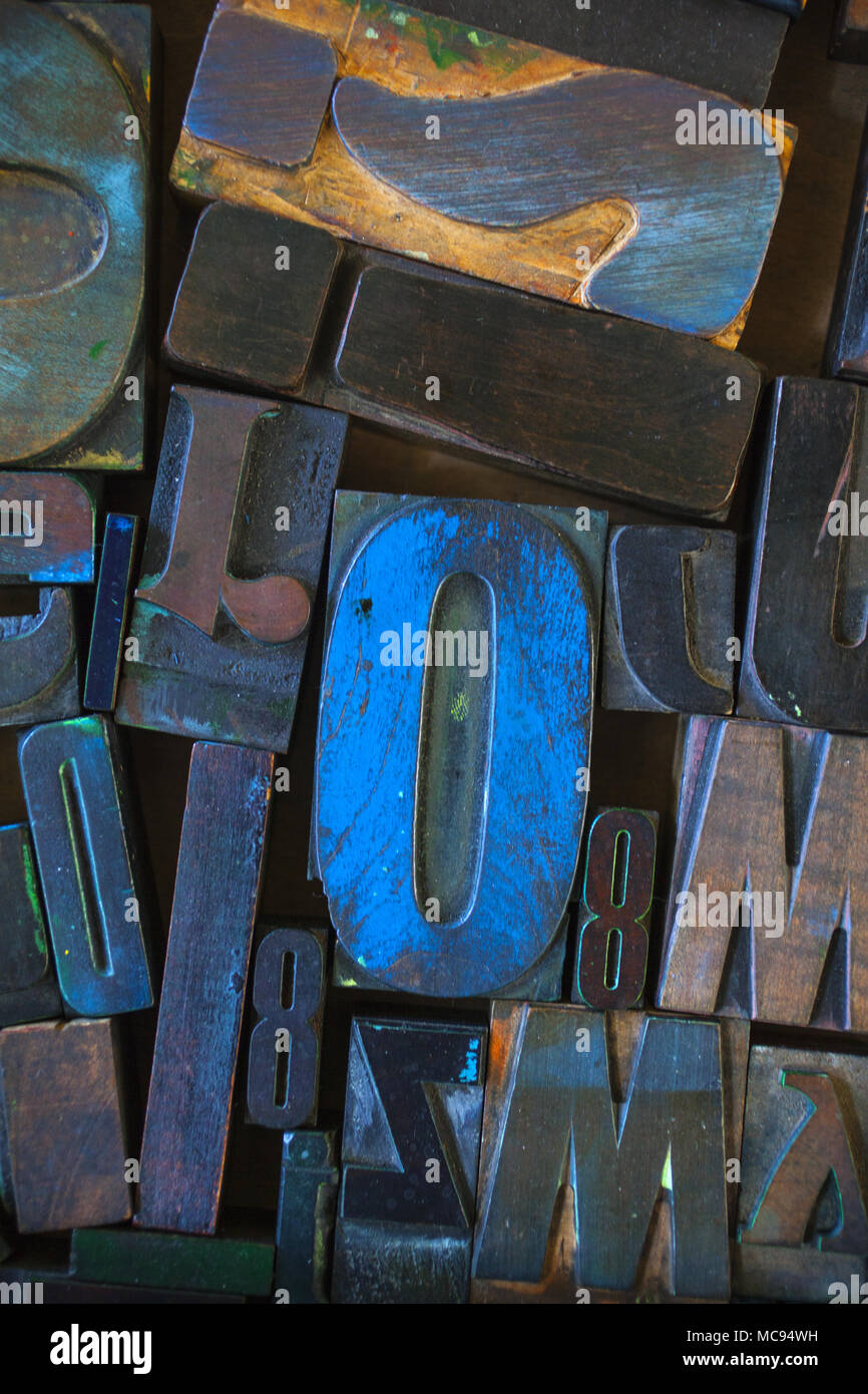 Alphabet stamp. Lot of vintage printing press letters Stock Photo Alamy