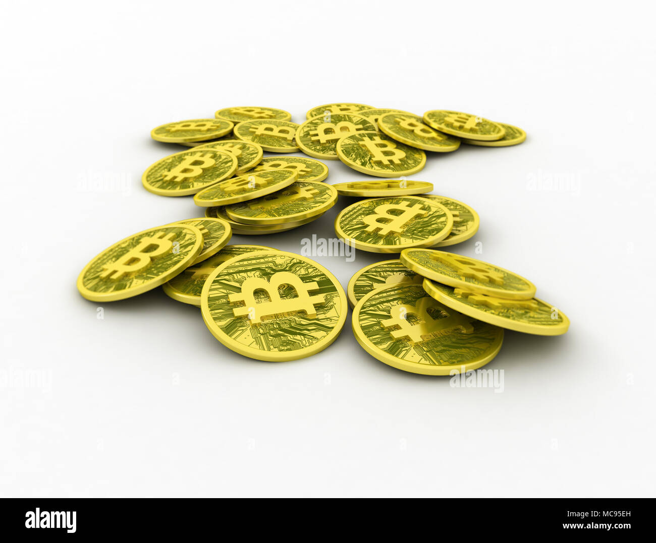 bitcoins - virtual money on white background Stock Photo