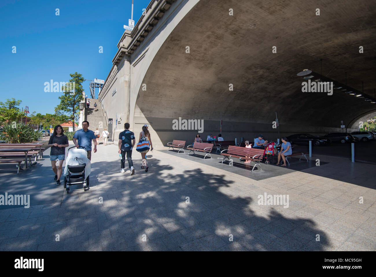 Alfred Street under-bridge in Sydney's Milsons Point was constructed in 1927-28 as part of the northern approach to the Sydney Harbour Bridge, NSW. Stock Photo