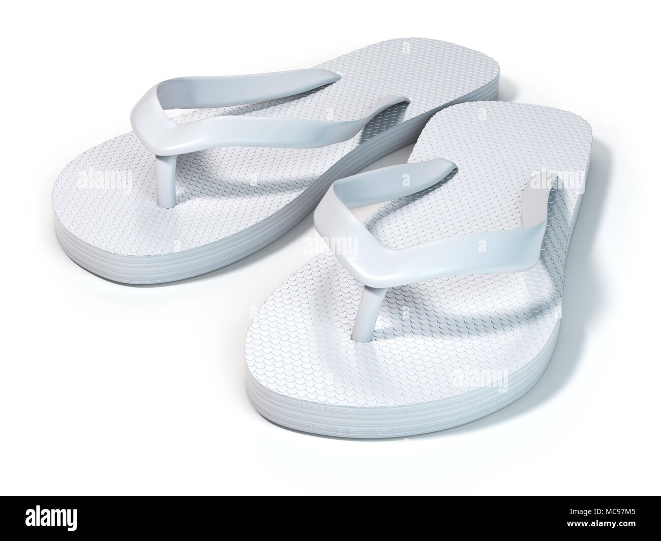 White flip flops isolated on white background. 3d illustration Stock ...