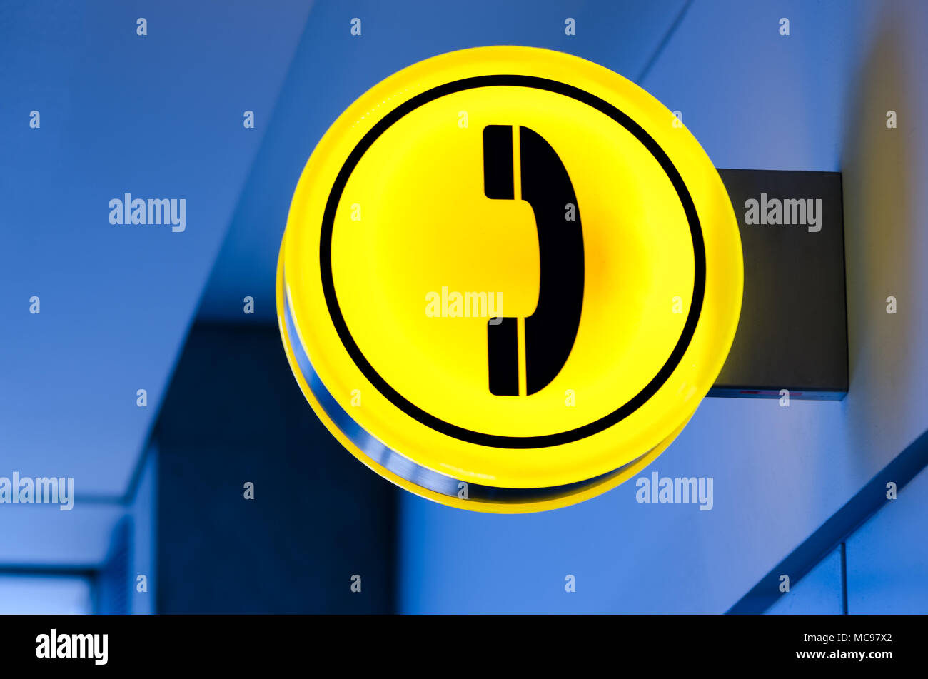 Telephone, public callbox, phone booth, emergency call sign, concept in ...