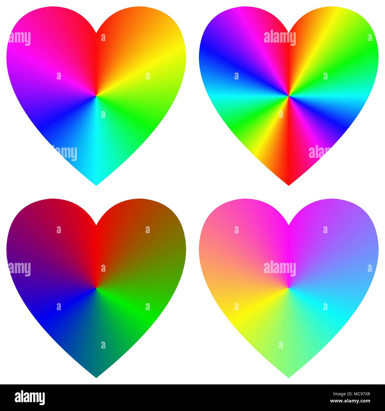 Rainbow gradient happy heart icon template set Stock Vector Image & Art ...