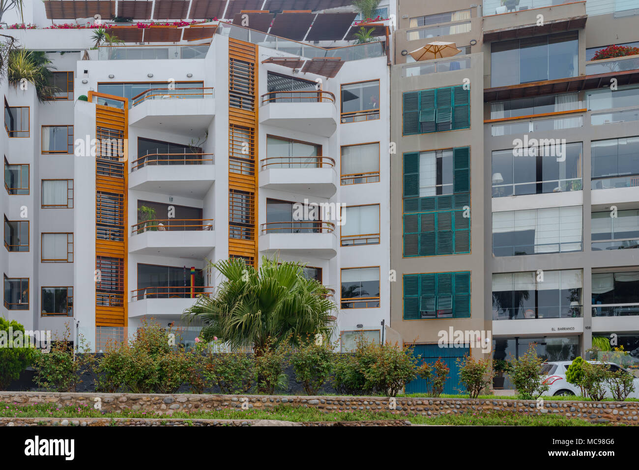 Lima, Peru April 13, 2018. Condos in the upmarket Barranco District