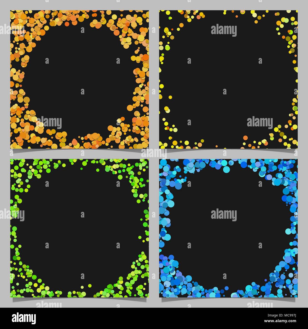Round border background design set with dots Stock Vector