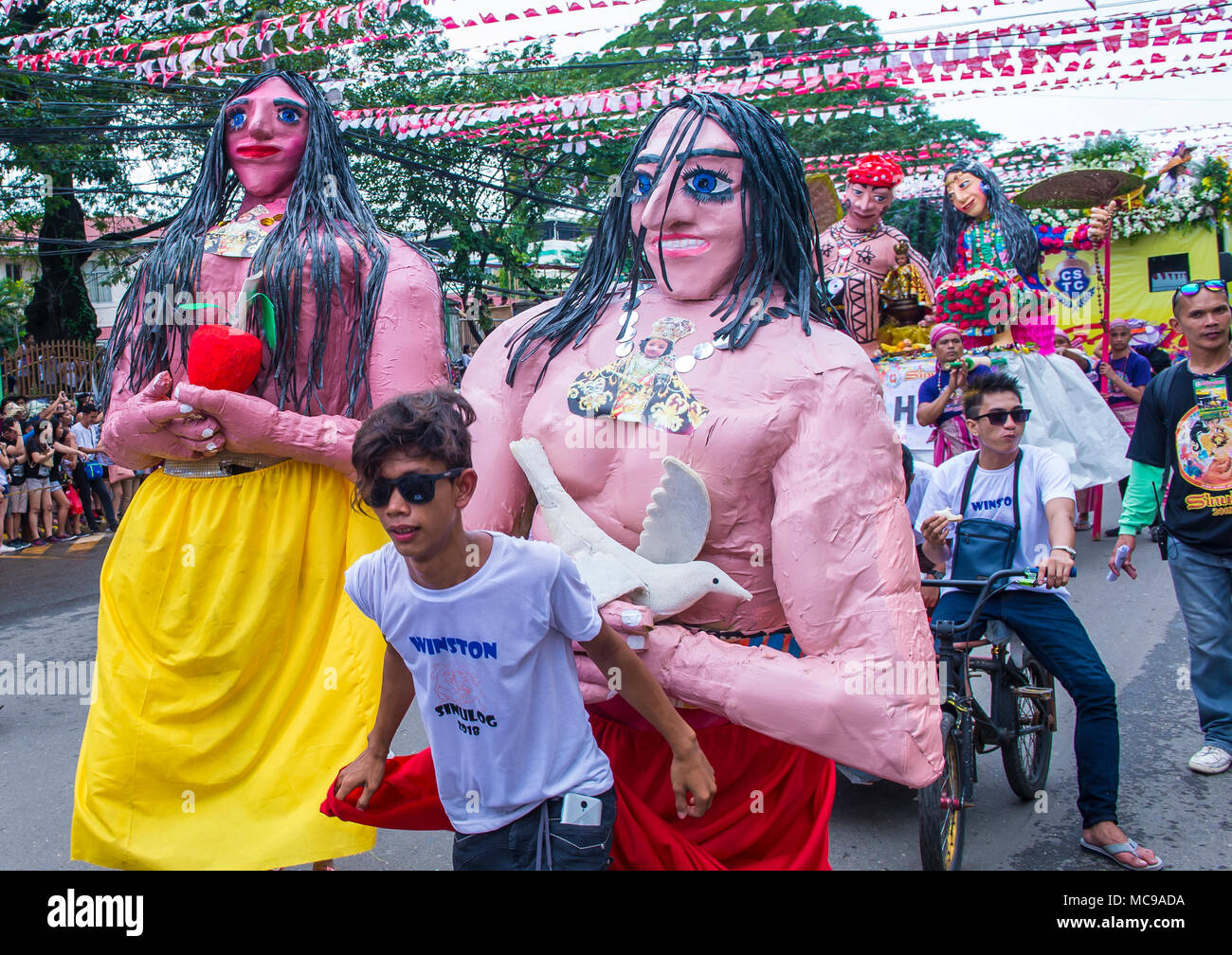 Giant Puppets at the Sinulog festival in Cebu Philippines Stock Photo