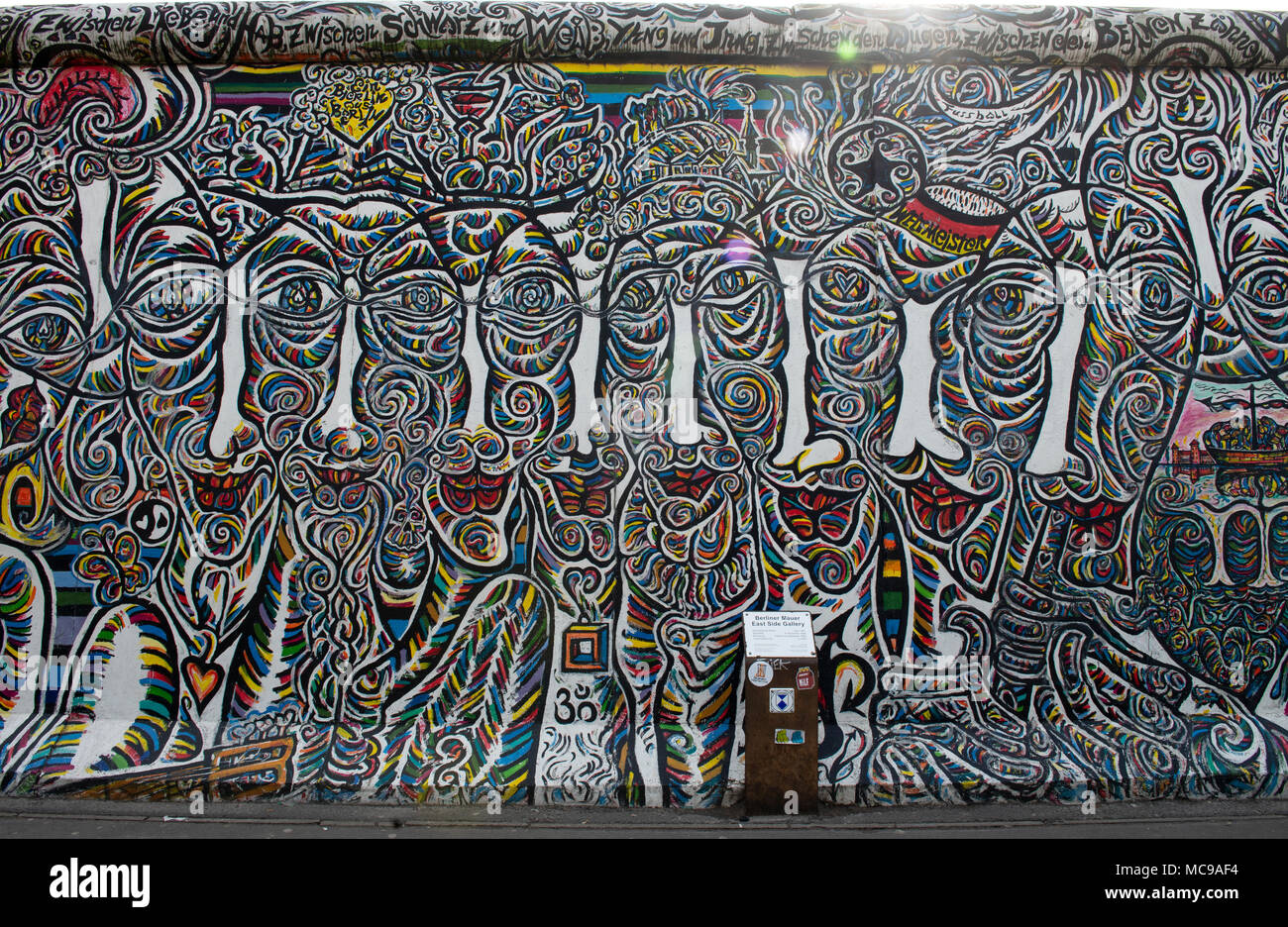 East Side Gallery. The largest remaining section of the Berlin Wall, also one of the world's largest open-air galleries. Berlin, Germany Stock Photo