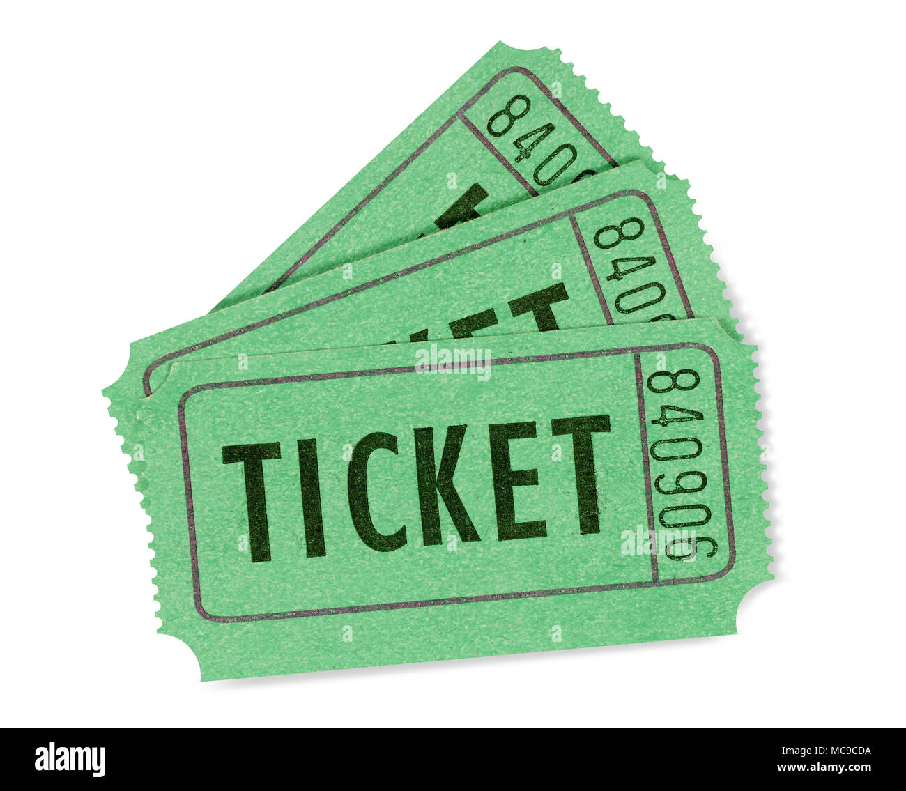 Green cinema or raffle tickets Stock Photo