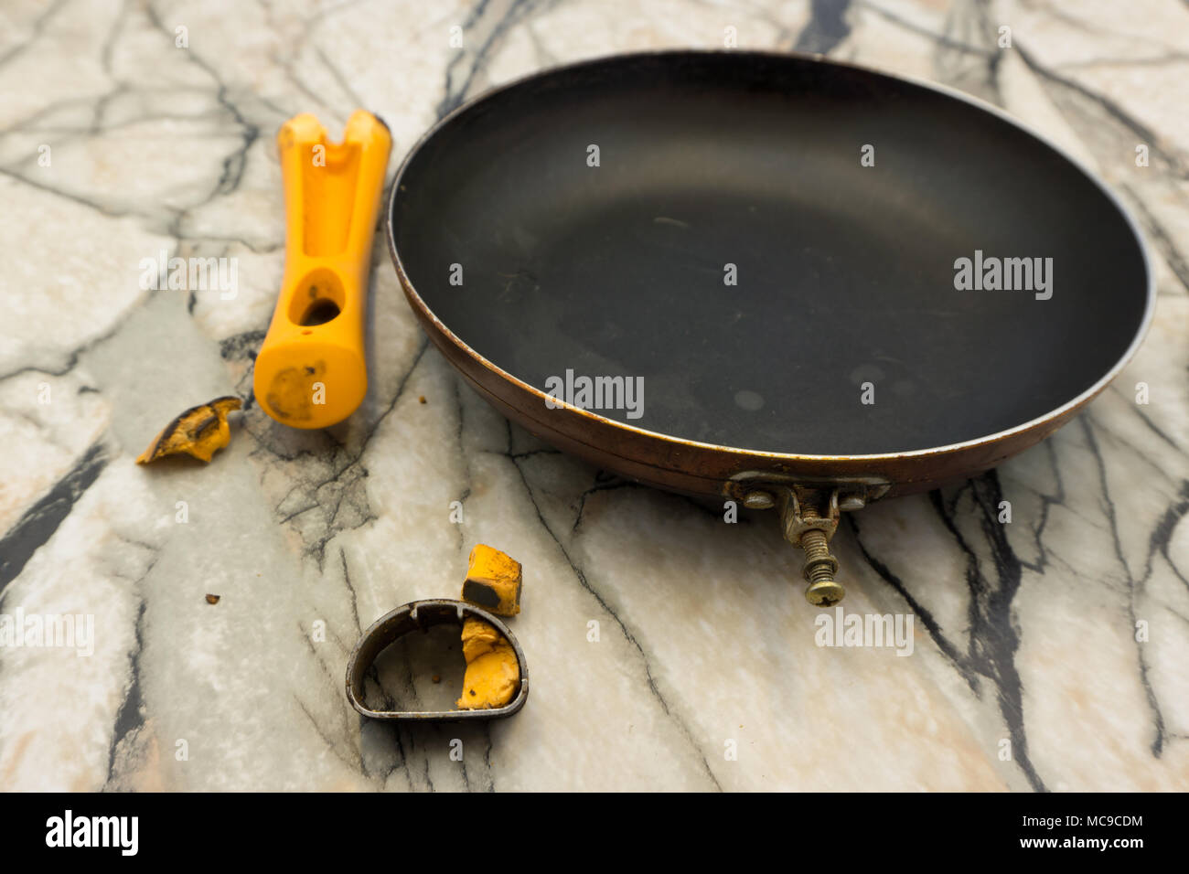 Broken old frying pan isolated on a white background Stock Photo Alamy