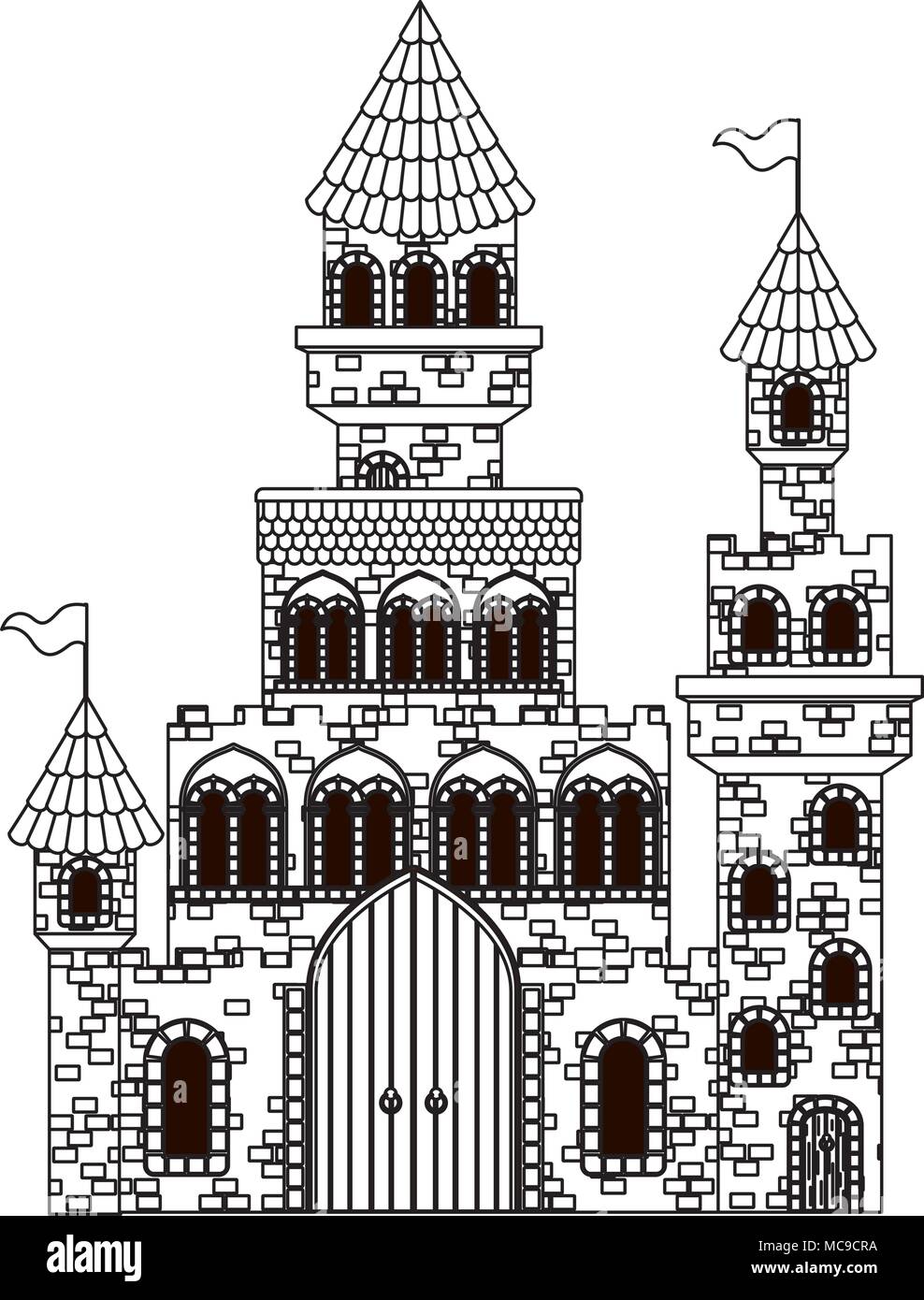 medieval castle with flags Stock Vector Image & Art - Alamy