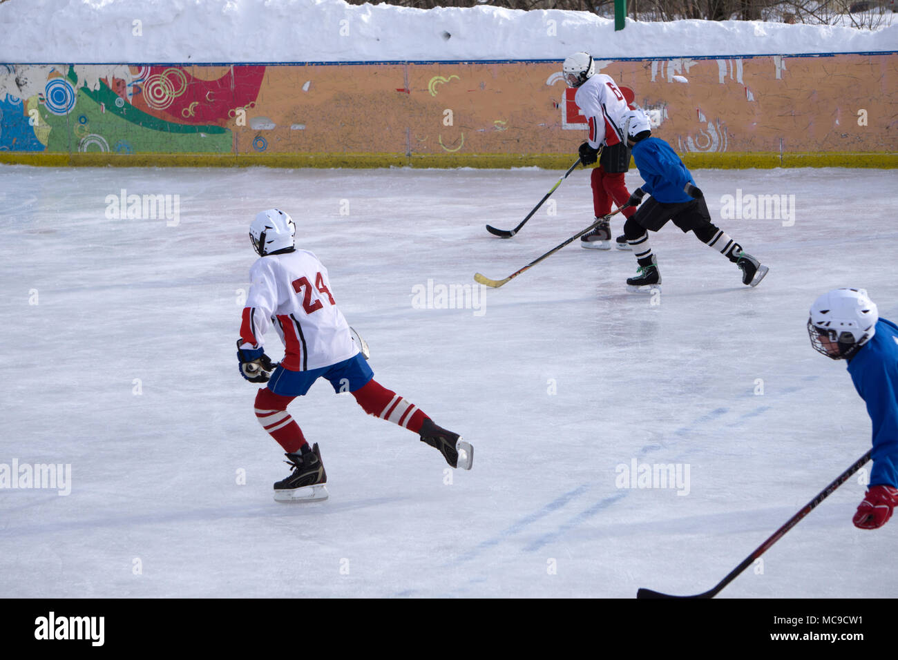 Ice hockey players on the ice Stock Photo Alamy
