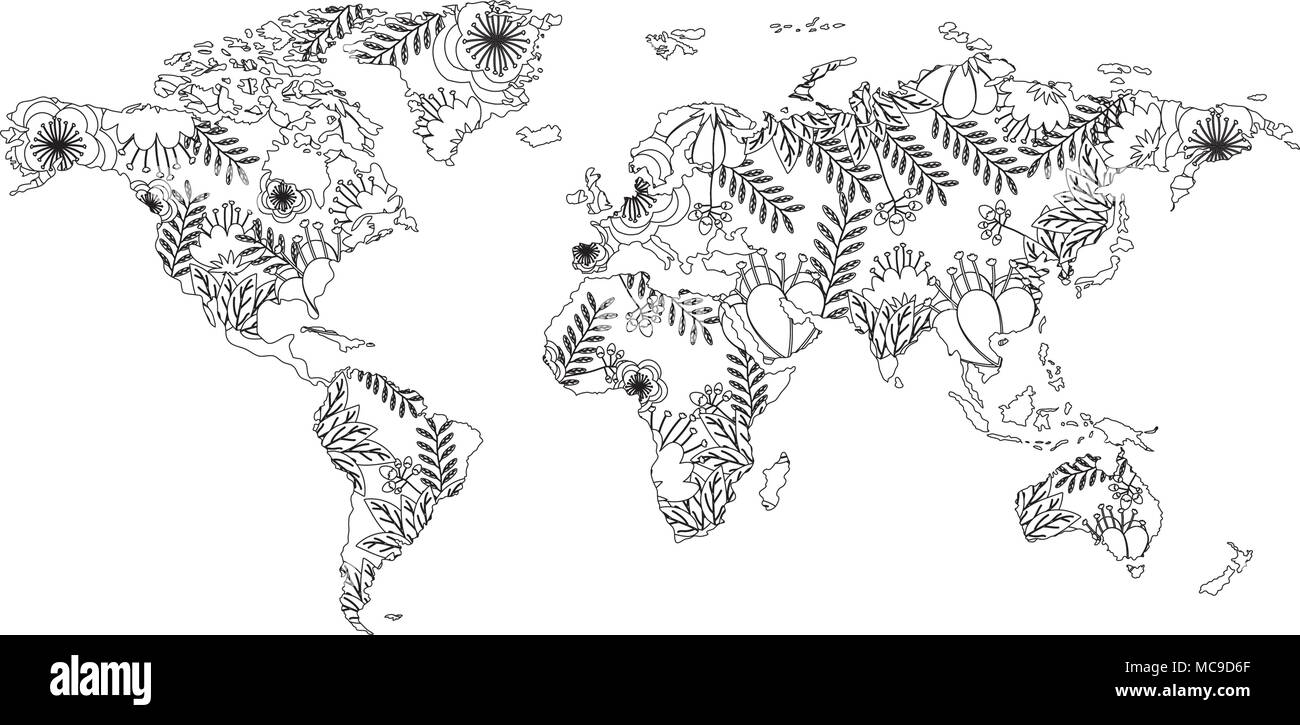 World Map Flat Black and White Stock Photos & Images - Alamy