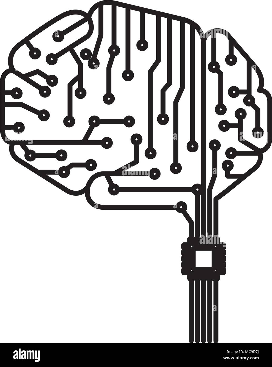 brain with circuit electric icon Stock Vector Image & Art - Alamy