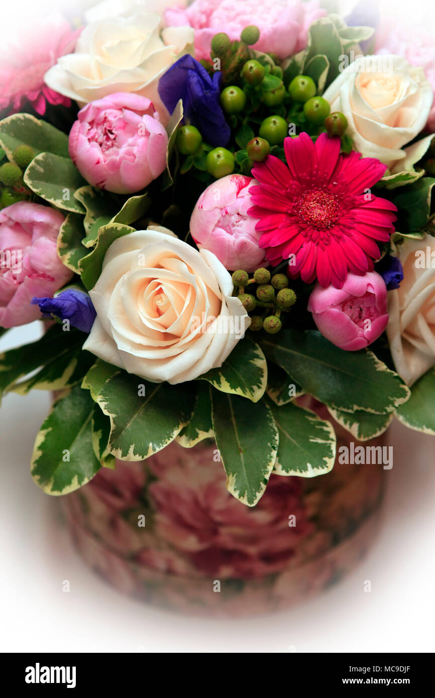 Wedding bouquet from peony and rose on white isolated background Stock ...